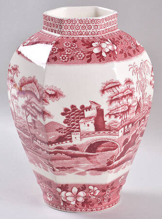 Tower Pink (Older Backstamp) Large Hexagonal Ginger Jar No Lid