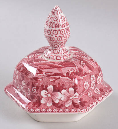 Tower Pink (Older Backstamp) Lid for Large Hexagonal Ginger Jar