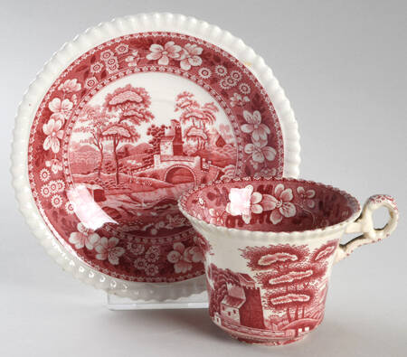 Tower Pink (Older Backstamp) Flat Cup & Saucer Set