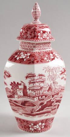 Tower Pink (Older Backstamp) Medium Hexagonal Ginger Jar & Lid