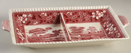 Tower Pink (Older Backstamp) Rectangular Covered Divided Vegetable No Lid