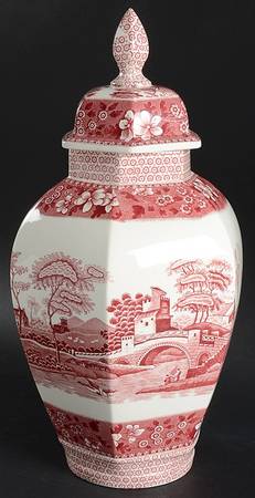 Tower Pink (Older Backstamp) Hexagonal Vase with Lid by Spode