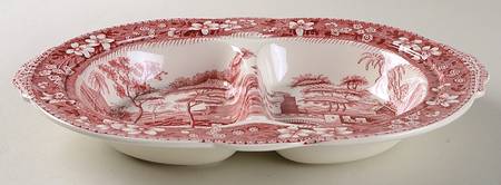 Tower Pink (Older Backstamp) Oval Covered Divided Vegetable No Lid
