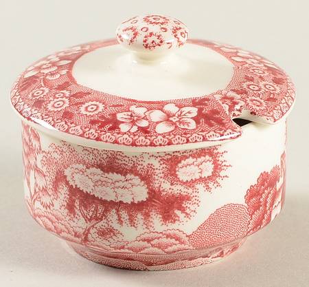 Tower Pink (Older Backstamp) Mustard Jar & Lid