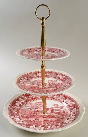 Tower Pink (Older Backstamp) 3-Tiered Serving Tray (DP, SP, BB)
