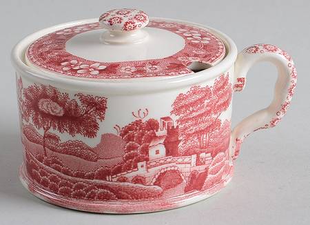 Tower Pink (Older Backstamp) Mustard Pot & Lid by Spode