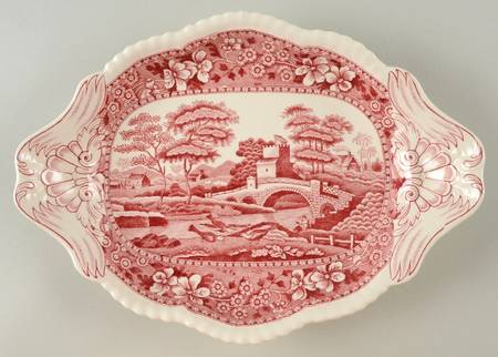 Tower Pink (Older Backstamp) 11" Oval Handled Tray