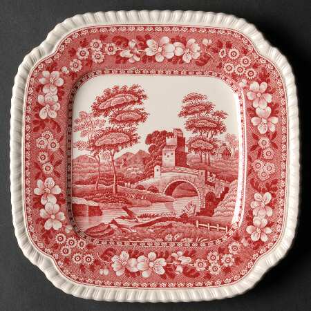 Tower Pink (Older Backstamp) Square Dessert Plate by Spode