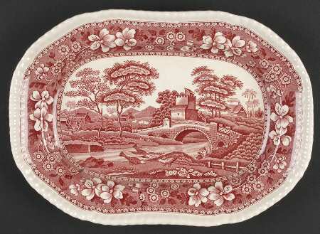 Tower Pink (Older Backstamp) 10" Oval Serving Platter