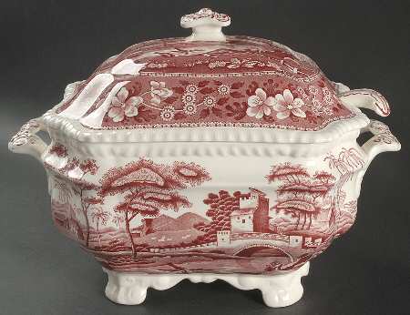 Tower Pink (Older Backstamp) Tureen & Lid w/Ladle