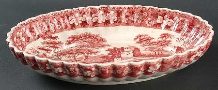 Tower Pink (Older Backstamp) 11" Oval Berry Bowl