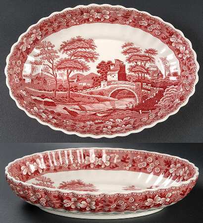 Tower Pink (Older Backstamp) 10" Oval Berry Bowl