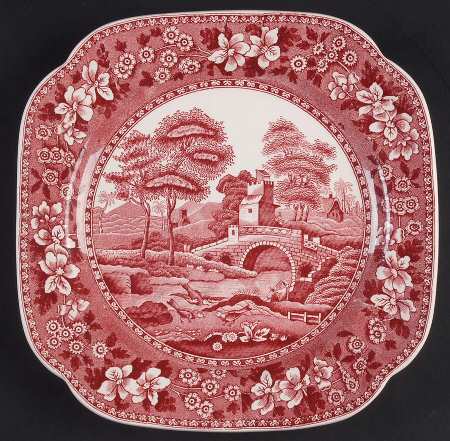 Tower Pink (Older Backstamp) Square Luncheon Plate by Spode