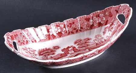 Tower Pink (Older Backstamp) 12" Handled Deep Oval Bowl