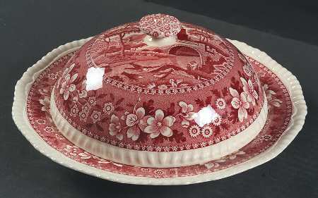 Tower Pink (Older Backstamp) Muffin Dish & Lid
