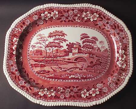Tower Pink (Older Backstamp) 22" Oval Serving Platter