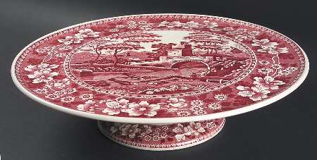 Tower Pink (Older Backstamp) 12" Diameter Pedestal Cake Stand
