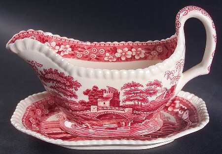 Tower Pink (Older Backstamp) Gravy Boat & Underplate/Relish