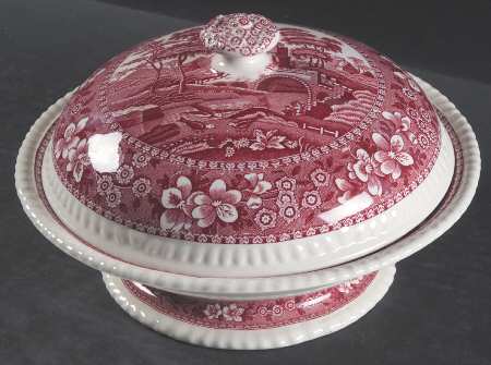 Tower Pink (Older Backstamp) Footed Round Covered Vegetable