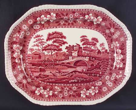 Tower Pink (Older Backstamp) 17" Oval Serving Platter