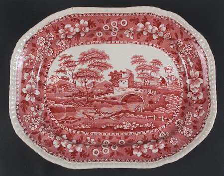 Tower Pink (Older Backstamp) 15" Oval Serving Platter by Spode