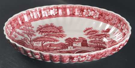 Tower Pink (Older Backstamp) 9" Oval Berry Bowl