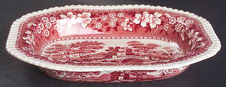 Tower Pink (Older Backstamp) 9" Oval Vegetable Bowl