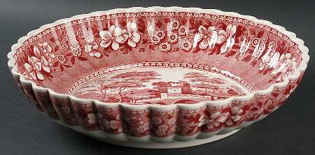 Tower Pink (Older Backstamp) 10" Round Fluted Bowl