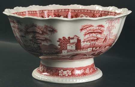 Tower Pink (Older Backstamp) Large Footed Salad Serving Bowl by Spode