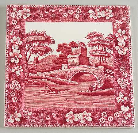 Tower Pink (Older Backstamp) Square Tea Tile by Spode
