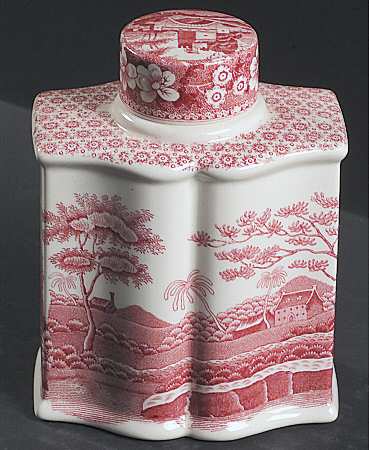 Tower Pink (Older Backstamp) Tea Caddy & Lid by Spode