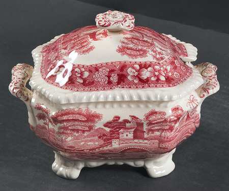 Tower Pink (Older Backstamp) Sauce Boat & Lid