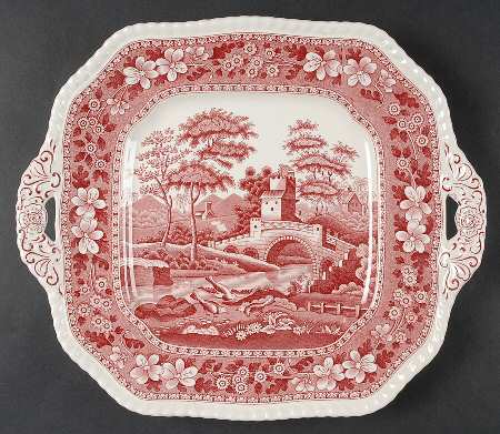Tower Pink (Older Backstamp) Square Handled Cake Plate