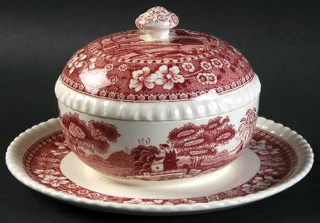 Tower Pink (Older Backstamp) Butter Box & Lid