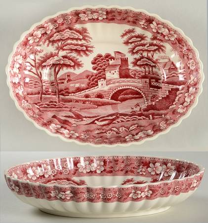 Tower Pink (Older Backstamp) 8" Oval Sweet Meat Dish