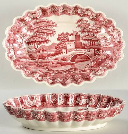 Tower Pink (Older Backstamp) 7" Oval Sweet Meat Dish