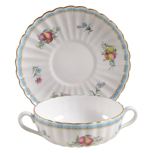 Trapnell Sprays  (ENGLAND) Flat Cream Soup Bowl & Saucer Set