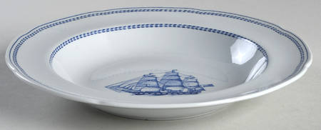 Trade Winds Blue Large Rim Soup Bowl