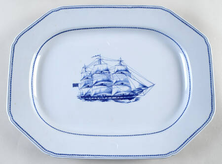 Trade Winds Blue 16" Oval Serving Platter