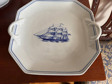 Trade Winds Blue Square Handled Cake Plate