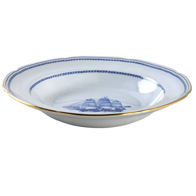Trade Winds Blue Large Rim Soup Bowl