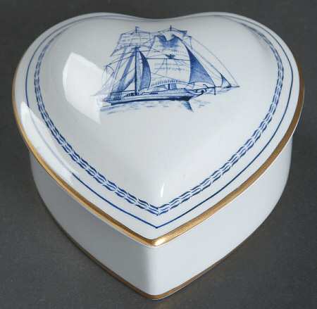 Trade Winds Blue Heart Shape Box & Lid