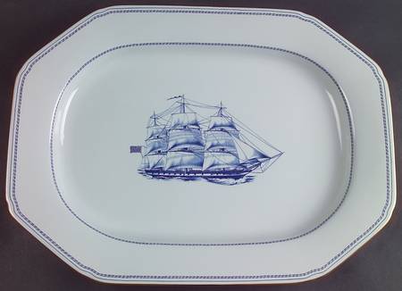 Trade Winds Blue 16" Oval Serving Platter
