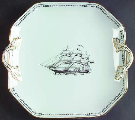 Trade Winds Black Square Handled Cake Plate