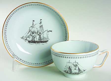 Trade Winds Black Canton Shape Footed Cup & Saucer Set