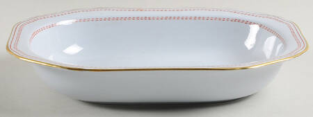 Trade Winds Red (Gold Trim) 9" Oval Vegetable Bowl