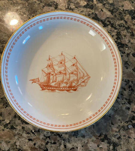Trade Winds Red (Gold Trim) 5" Trinket Tray
