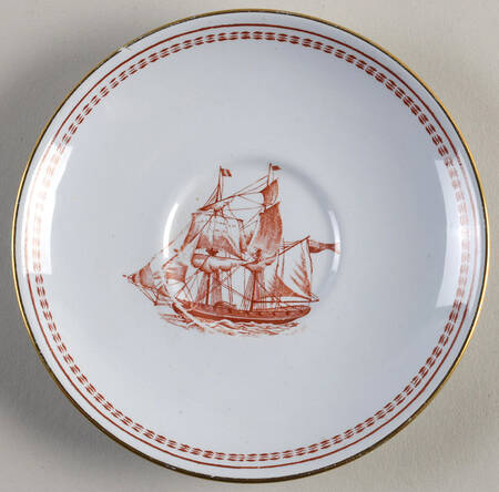 Trade Winds Red (Gold Trim) Saucer for London Shape Footed Cup