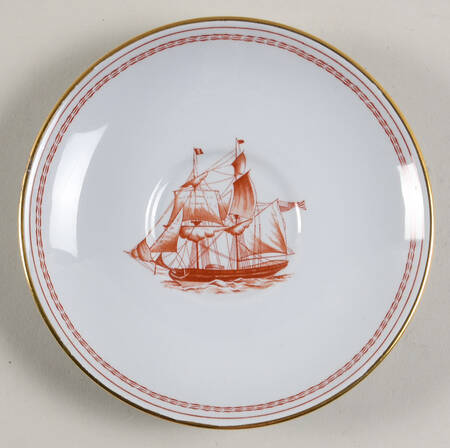 Trade Winds Red (Gold Trim) Saucer for Oversized London Shape Cup