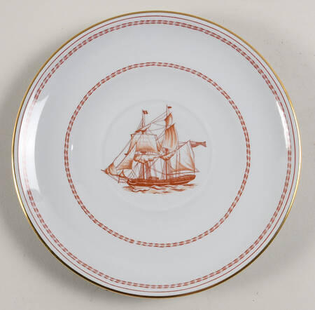 Trade Winds Red (Gold Trim) Saucer for Cream Soup Bowl